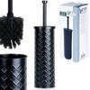 Toilet brush with stand, black metal, 38x10 cm