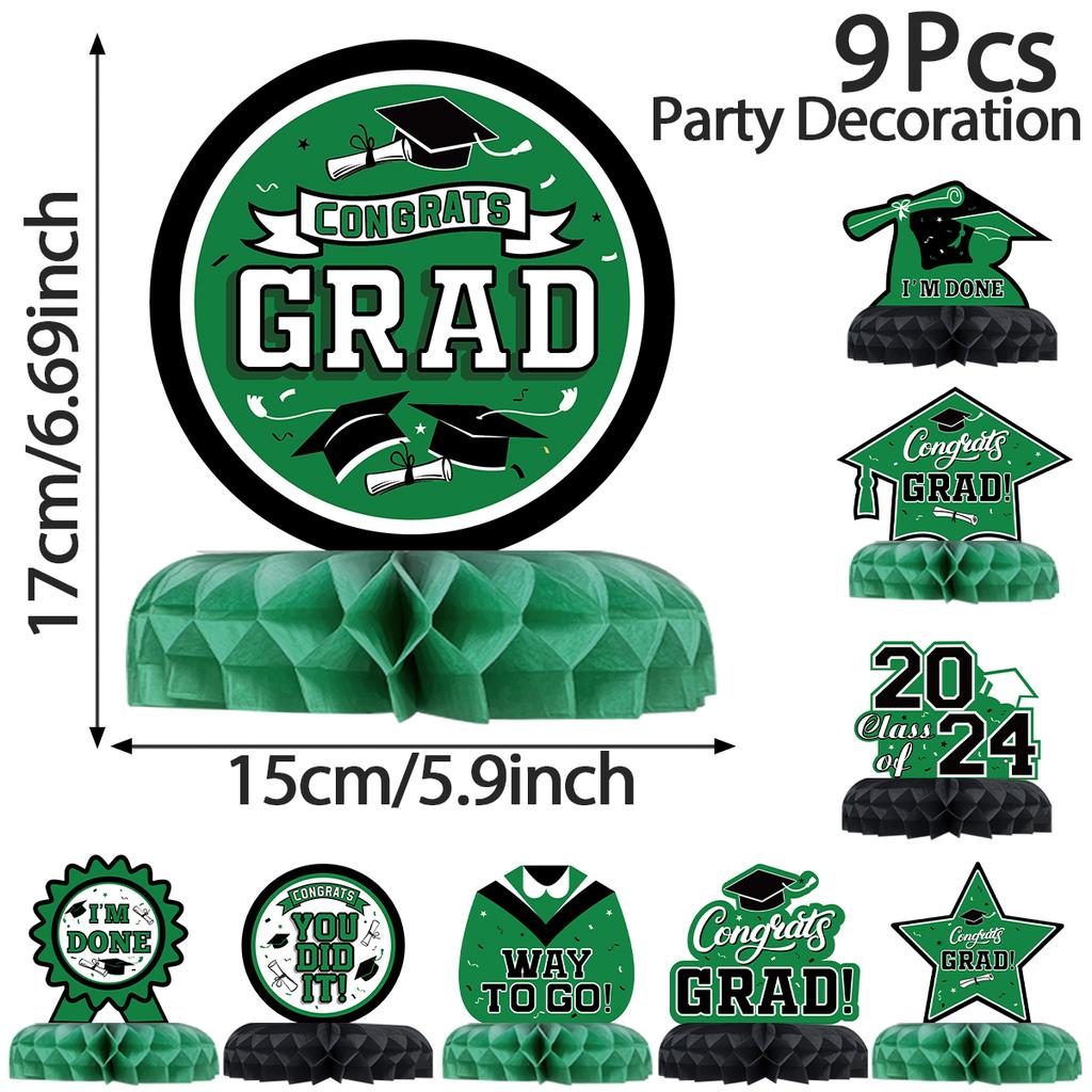 9 шт./набор украшений для выпускного вечера 2024 года, центральная часть выпускного стола, сотовые украшения для выпускного стола