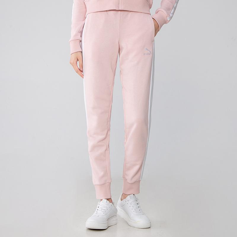 Puma Повседневные ретро спортивные дышащие женские спортивные штаны с манжетами розовые 531418-36