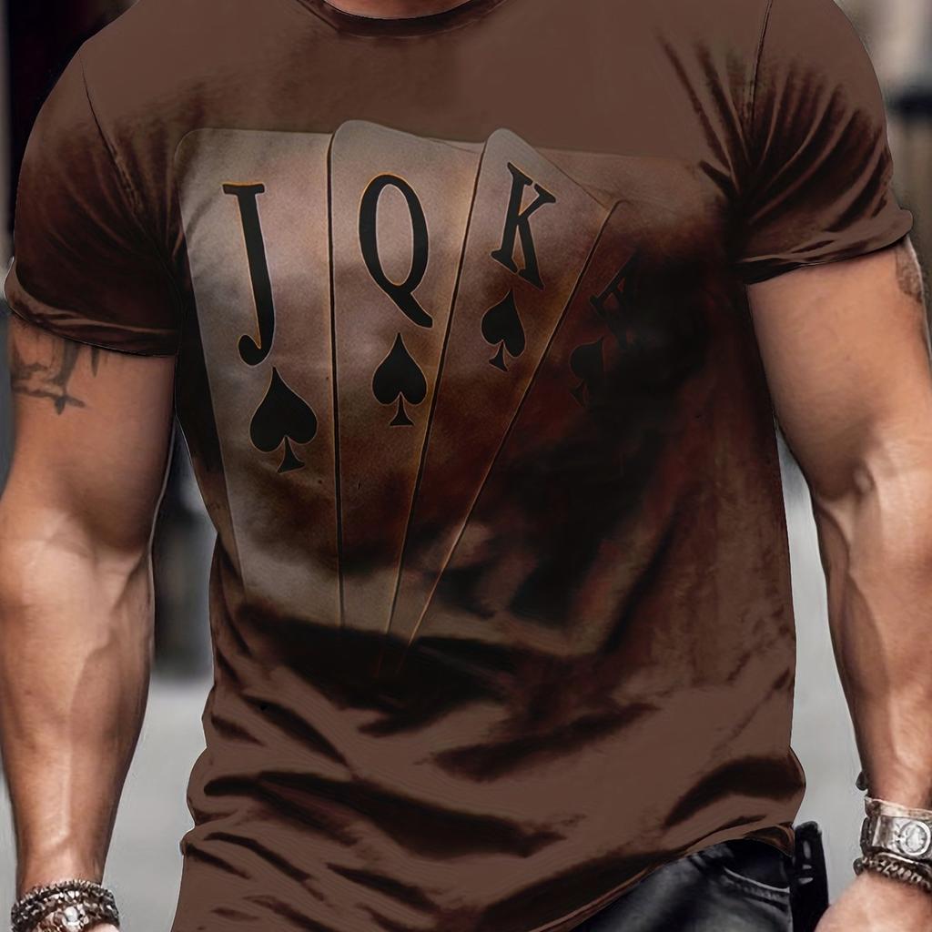Мужские футболки с графическим 3D-принтом на тему покера, повседневные футболки, удобные пуловеры с короткими рукавами, мужская летняя одежда