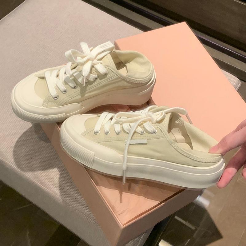 Виноградный mother studiolee женские летние 2025 новые с маленьким круглым носком, наступающие на пятку, на шнуровке, низкие, в повседневном стиле, эспадрильи