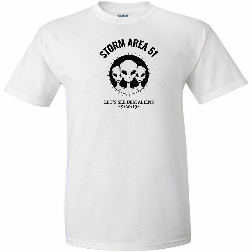 26 Storm Area 51 Lets See Dem Aliens Black Logo T Shirt NASA Meme Them UFO Event Unisex T-Shirt