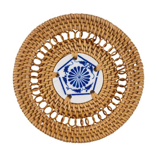 Практичный противоскользящий коврик для столовой, хороший плетеный обеденный коврик из ротанга ручной работы