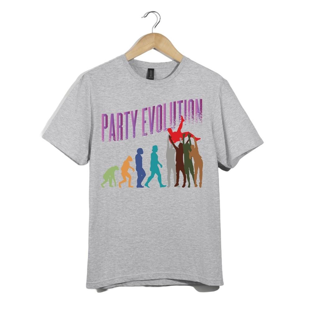 Party Evolution Funny Unisex T-Shirt Crowd Surfing Humor Tee Night Out Graphic