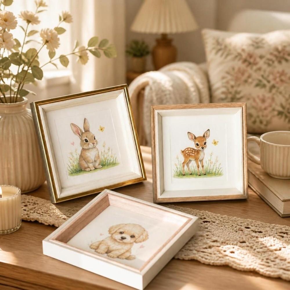 Resin Desktop Picture Frame Square Photo Display Rack Cute Art Frames Photo Showcase