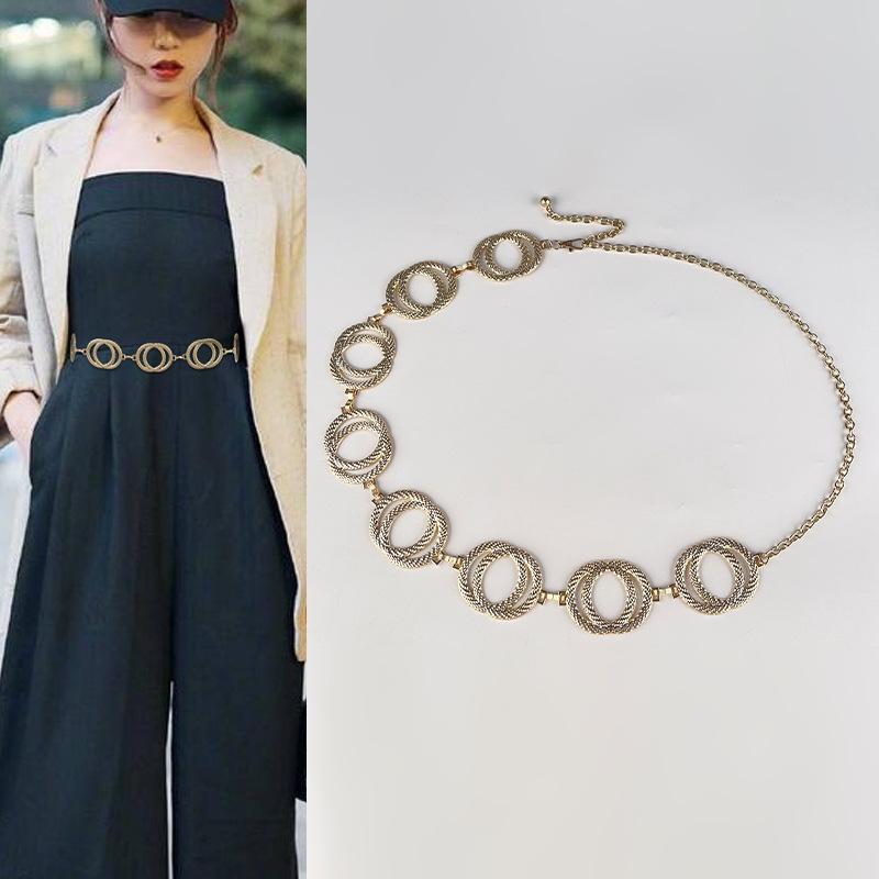 Женская цепочка на талию с маленьким вкусом, аксессуары, женская металлическая цепочка для украшения юбки, платья, свитера, женский ремень