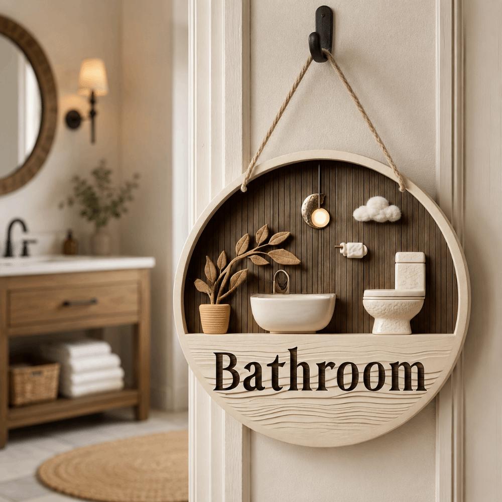 Ornament Wall Art Sign 2D Flat Toilet Decorative Plate Bathroom Sign Plate Dormitory