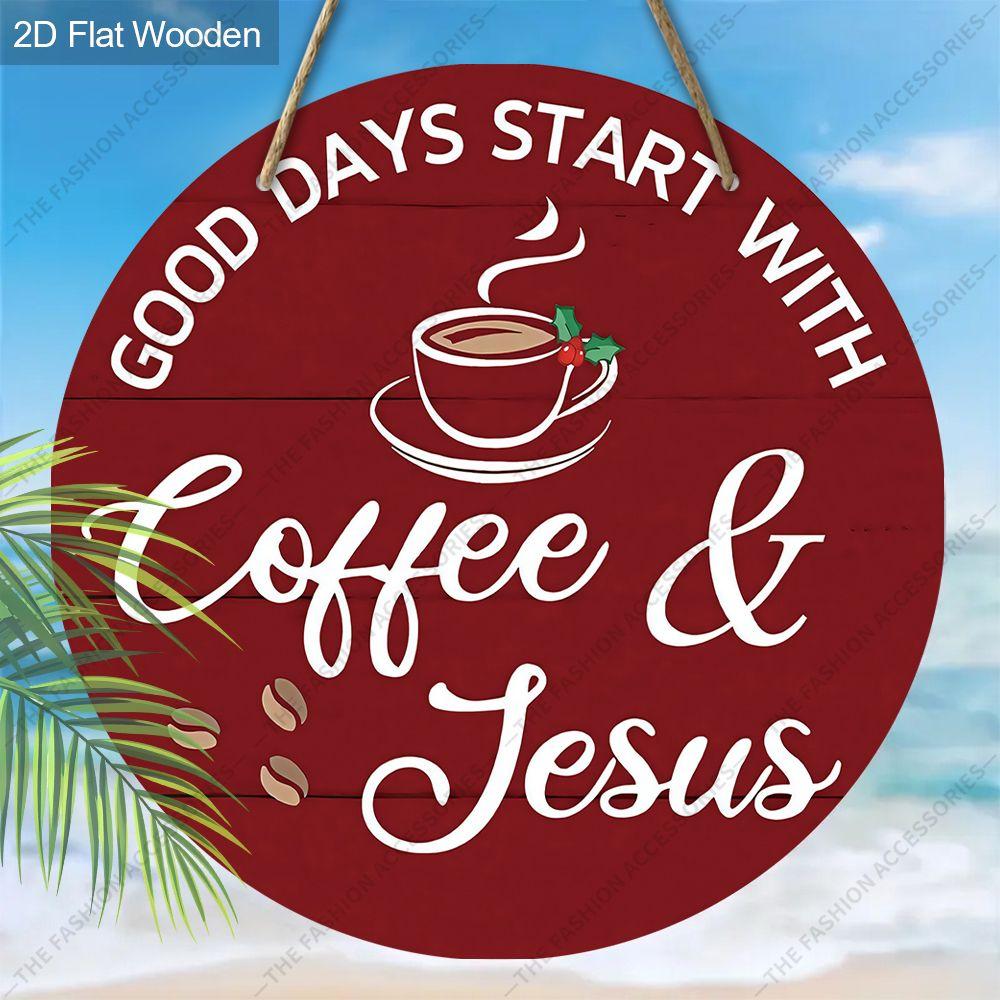 2D Flat Hanging Decorative Signs, Interior Wall or Door Decoration, Garden Decoration, Coffee Patterns, Interesting Gifts for Family and Friends