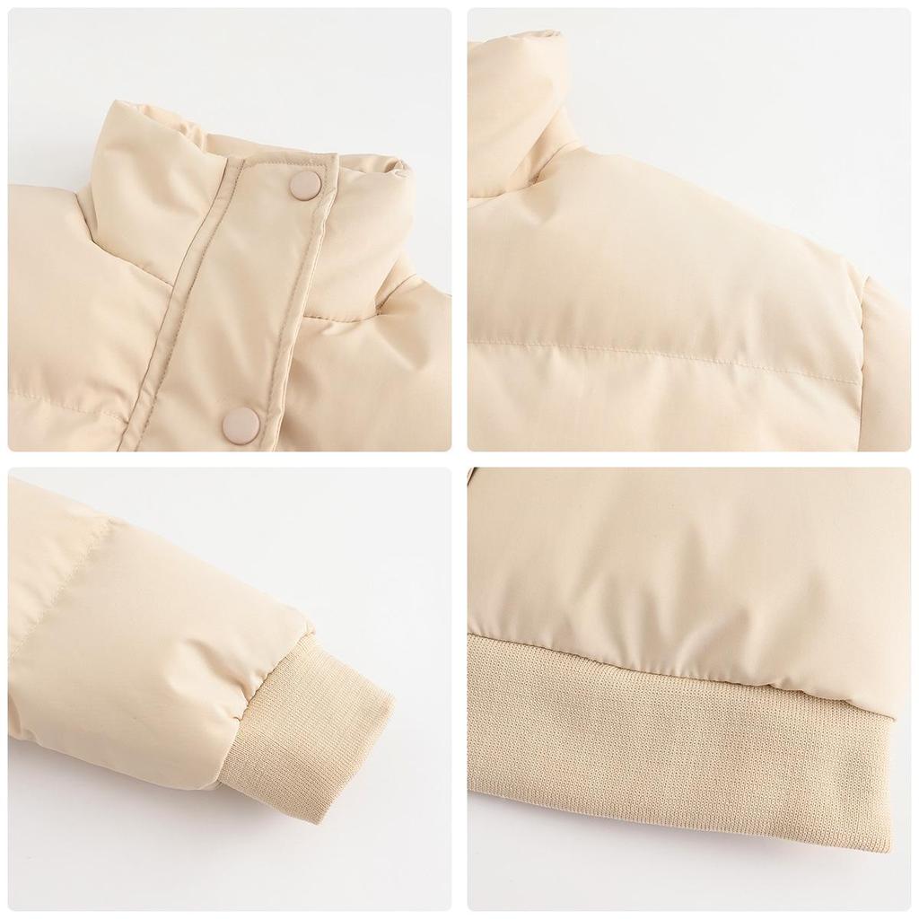 23 Autumn/Winter Women's High-Neck Cotton-Padded Jacket: Long Sleeve, Warm, Loose Fit Outerwear 