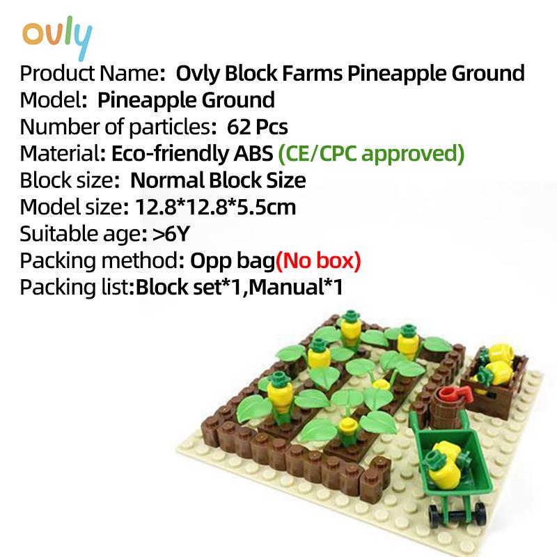 Ovly Ферма Ананас Земля MOC Овощи Фрукты Набор Деталей Тележки Сделай Сам Конструктор Детский Подарок с Инструкцией