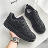 Pure black men's shoes new summer versatile thick-soled heightening casual board shoes youth sports shoes
