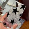 Star Patterns with Real and Virtual Effects Case for iphone 13 18 Pro Max XS Max Air 15 11 16 Plus XR 14 17 Pro 12 Silver Crushed Foil Cover