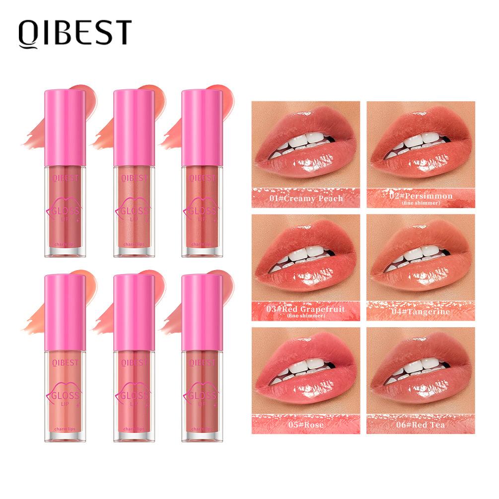 QIBEST Mirror Glow Lipstick Nourishing Moisturising Not Easy To Take Off Natural Three-dimensional Long-lasting Liquid Lipstick
