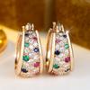 Exquisite Bright Zircon Hoop Earrings for Women Luxury Gold Color Wedding Party Jewelry Accessories