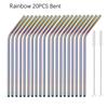 6*215mm 10 Colors Eco-friendly Reusable Metal Straws Set 304 Stainless Steel Drinking Straw Cocktail Party Favor Bar Accessory