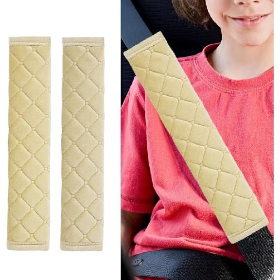 2PCS Universal Car Seatbelt Strap Cover, Long Crystal Velvet Shoulder Pad Cover Kit for Adults and Children, Helps Avoid Friction on Shoulder and
