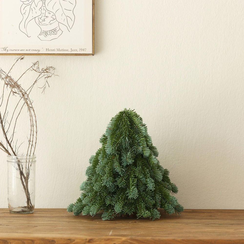 Handmade Mini Christmas Tree Stable Faux Noble Fir Creative Mini Snow Pine Tree  New Year