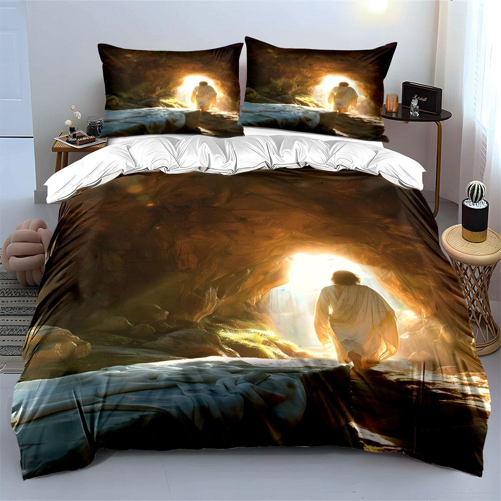 Person exiting bright cave. Bedding sets Duvet cover sets Duvet covers Pillowcases(1*Duvet Cover 2*Pillowcases without duvet insert)