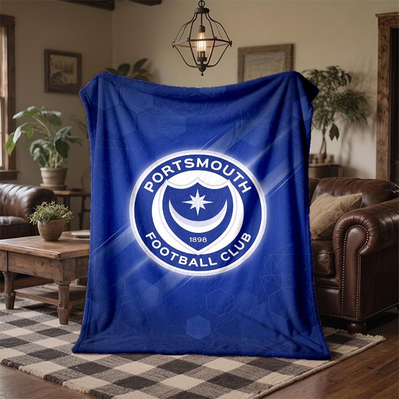 Portsmouth FC Theme Fleece Blanket Cozy Soft Plush Blanket For Bedroom Couch Travel