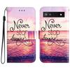 For Google Pixel 7a Wallet Phone Case PU Leather Pattern Printing Stand Phone Cover with Strap