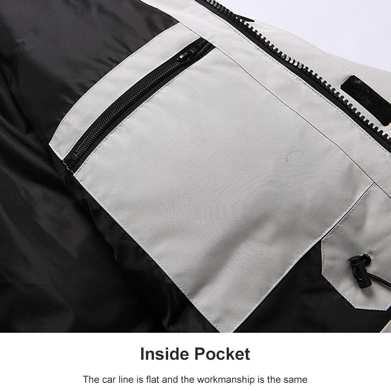 Hooded Short Down Jacket Men's Winter Trendy Workwear Top Profile Thickened White Duck Down Coats with Thick Fur Collar