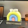 Colorful Rainbow Ceramic Tissue Box Coffee Table Desk Decoration Creative Rainbow Tissue Box Bedside Table Paper Towel Case