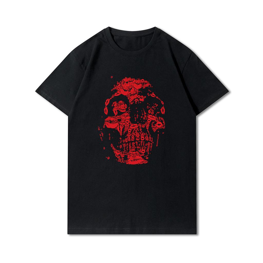 Plus Size 30 Patterns Cotton Harajuku Men T-Shirt Skull Print Tees Round Neck T Shirt Casual Tops