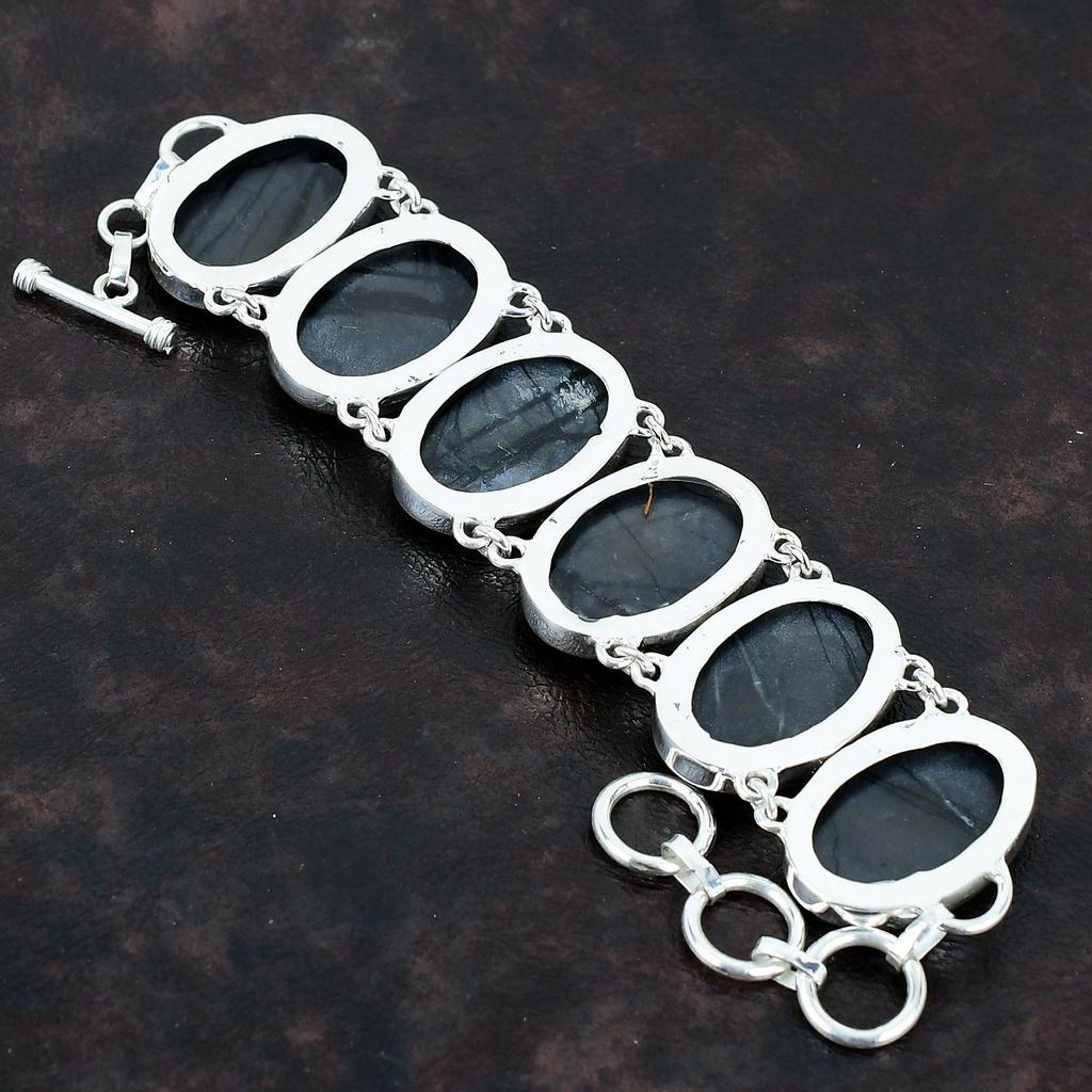 Picasso Jasper Gemstone Bracelet Handmade Jewelry Unique Style Bracelet 925 Sterling Silver Bracelet Adjustable Chain Bracelet Gifts For Him