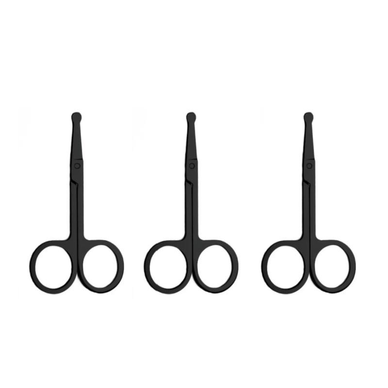 Эффективное и безопасное подстригание волос в носу с помощью черных ножниц из нержавеющей стали с круглой головкой — дизайн унисекс (Не повредите нос)
