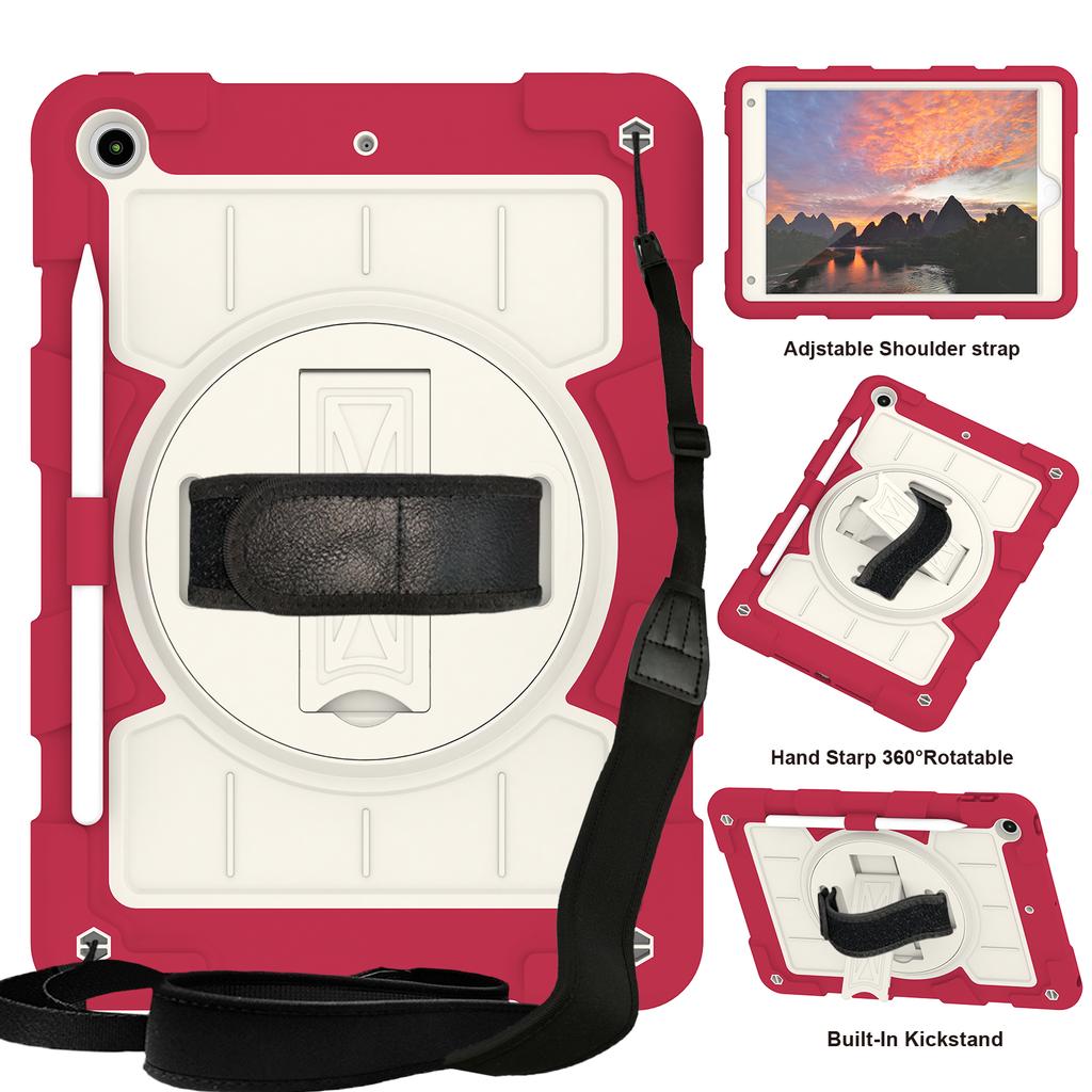 With Shoulder Strap Heavy Duty Case for IPad A16 2025 11th 10.9 2022 10th 10.2 2019 2020 2021 7-8-9th Gen. Rotation Stand Cover