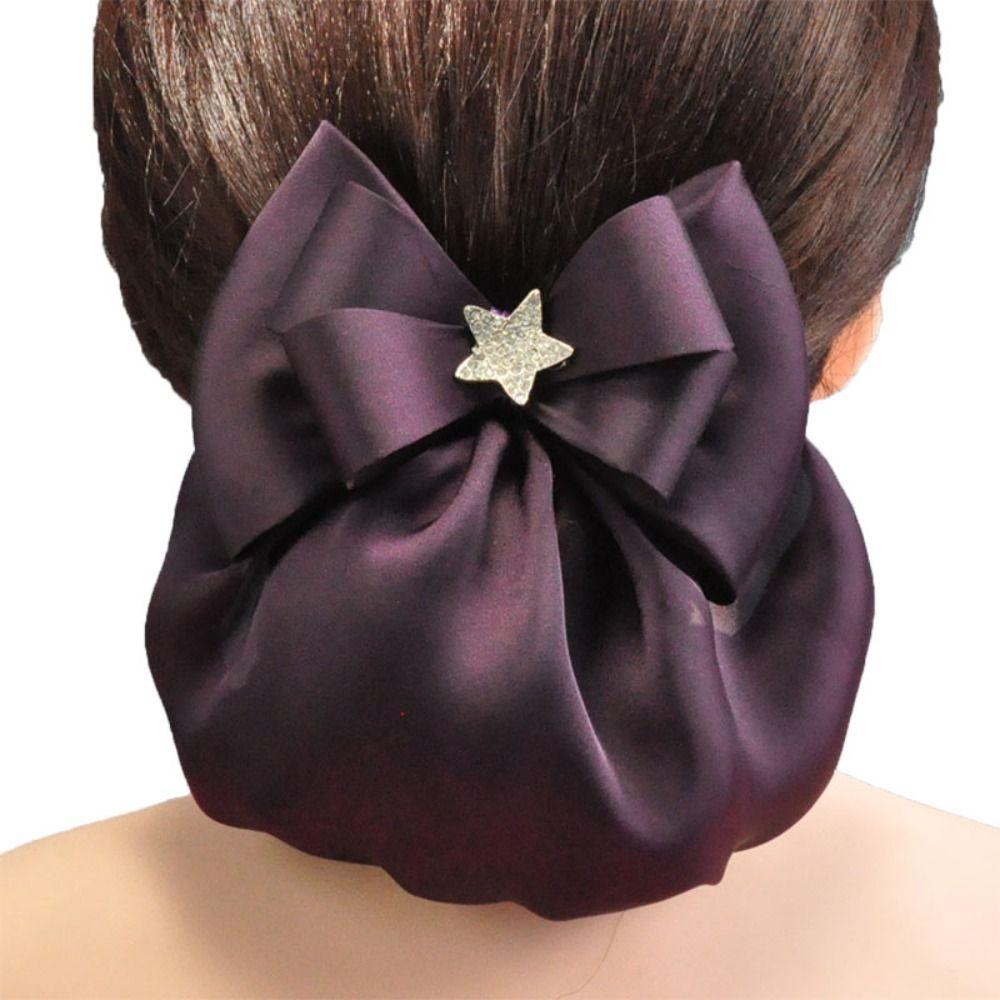 Sweet Bow Snood Korean Style Women Spring Clip Vintage Ruffled Edges Hair Net  For Girls