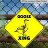 2D Flat 1pc, Goose Crossing Sign - Diamond-Shaped Metal Warning Plaque with Black & White Goose Illustration, Durable Iron Outdoor/Indoor Decor for