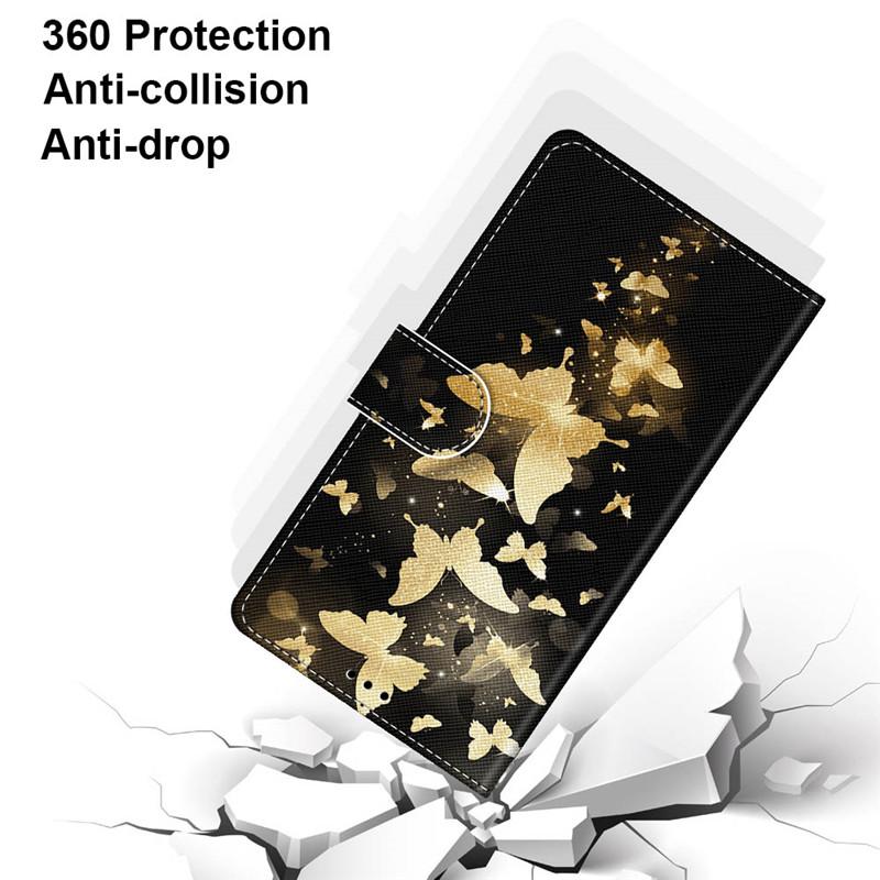 Модный расписной узорный чехол-книжка с ремешком для iPhone Samsung Huawei Honor Xiaomi Redmi OPPO Realme Moto Asus