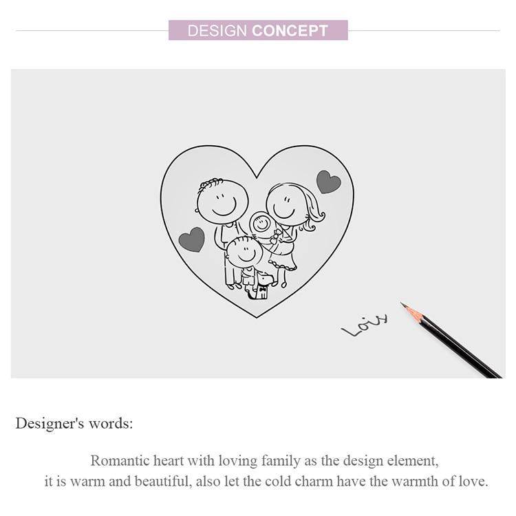 WOSTU Семейные бусины из серебра 925 пробы из стерлингового серебра 925 пробы с подвесками в форме сердца в форме сердца для семьи для браслета