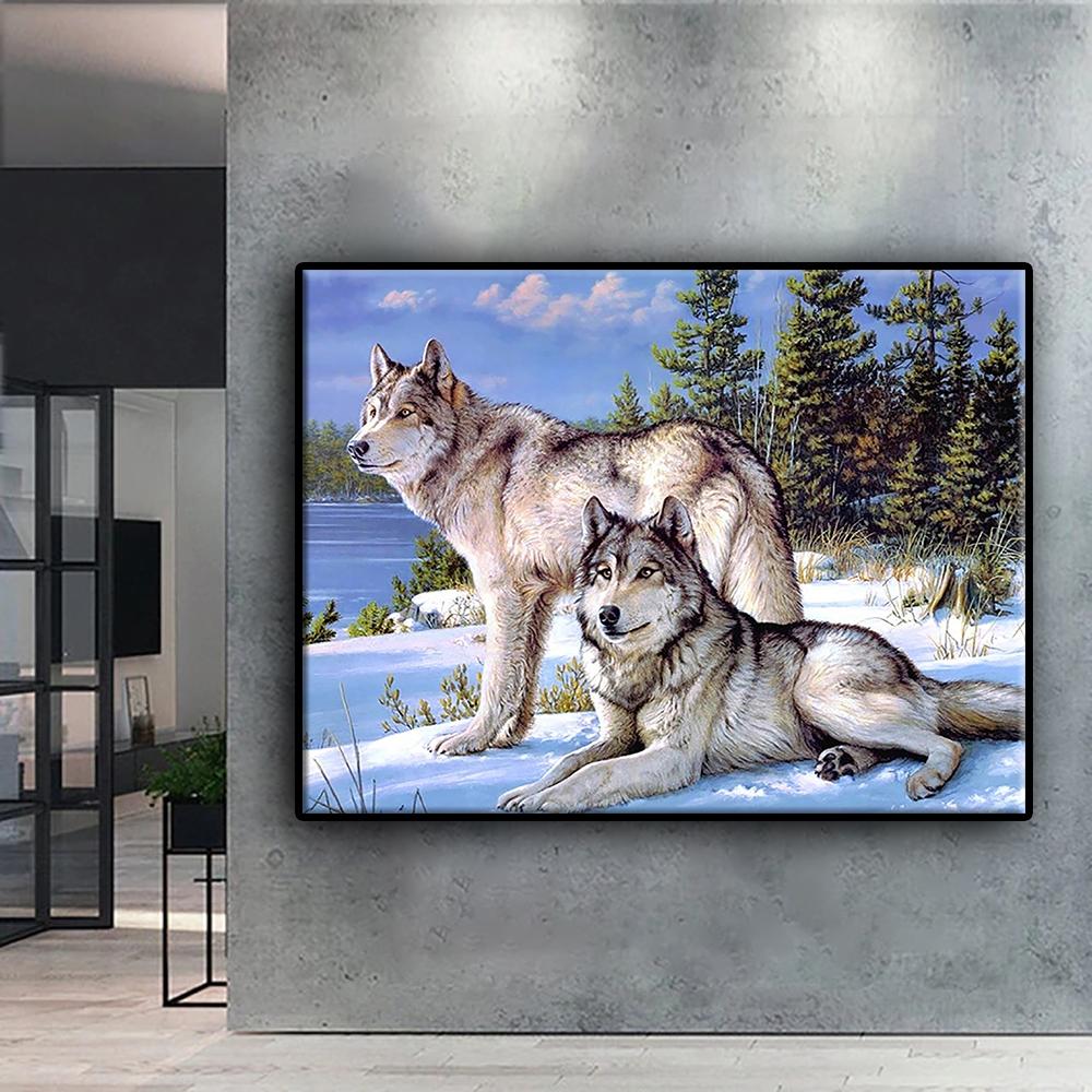 5D Diy Алмазная картина Животное Волк Вышивка крестом Полный Алмазная вышивка Мозаика