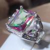 925 штамп готический ослепительный квадратный цирконий женское кольцо многоцветный кристалл обручальное кольцо вечерние ювелирные аксессуары