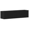 Schwarzer TV-Schrank Mit Eichenholzmaserung, Wandmontierter Dekorativer Aufbewahrungs-TV-Schrank, 120x30x30,5 Cm