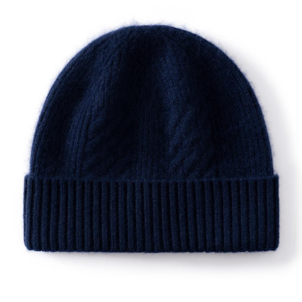 Cashmere knitted hat solid color twisted hat autumn and winter new ear protection bag head stacking hat dome cold hat shows small face