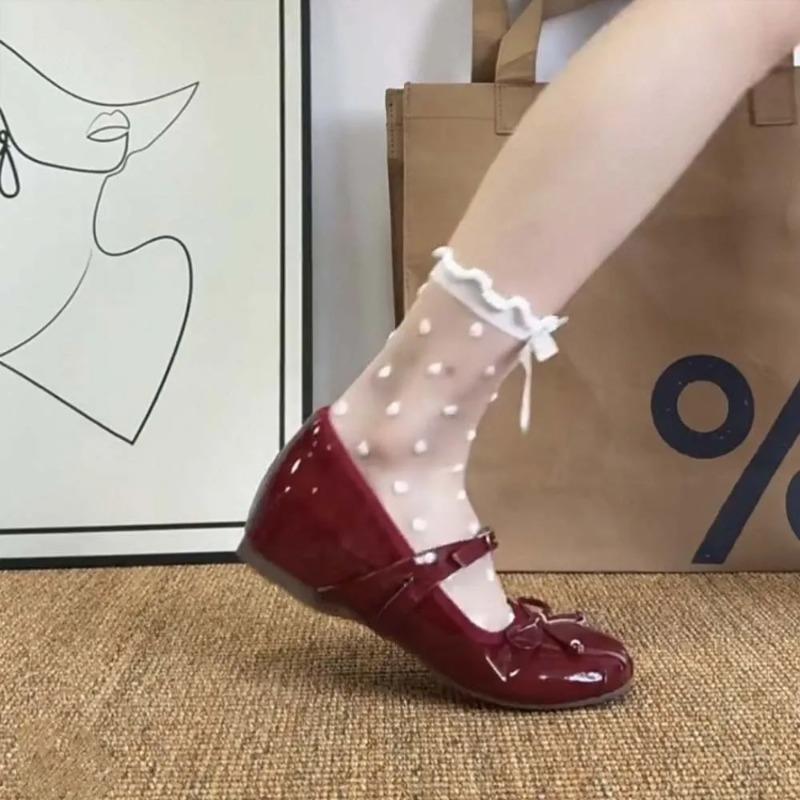 2025 Spring/Summer New Women's Mary Jane Shoes Fashion Bow Shoes Casual Low Heel Dresses Street Style Shoes