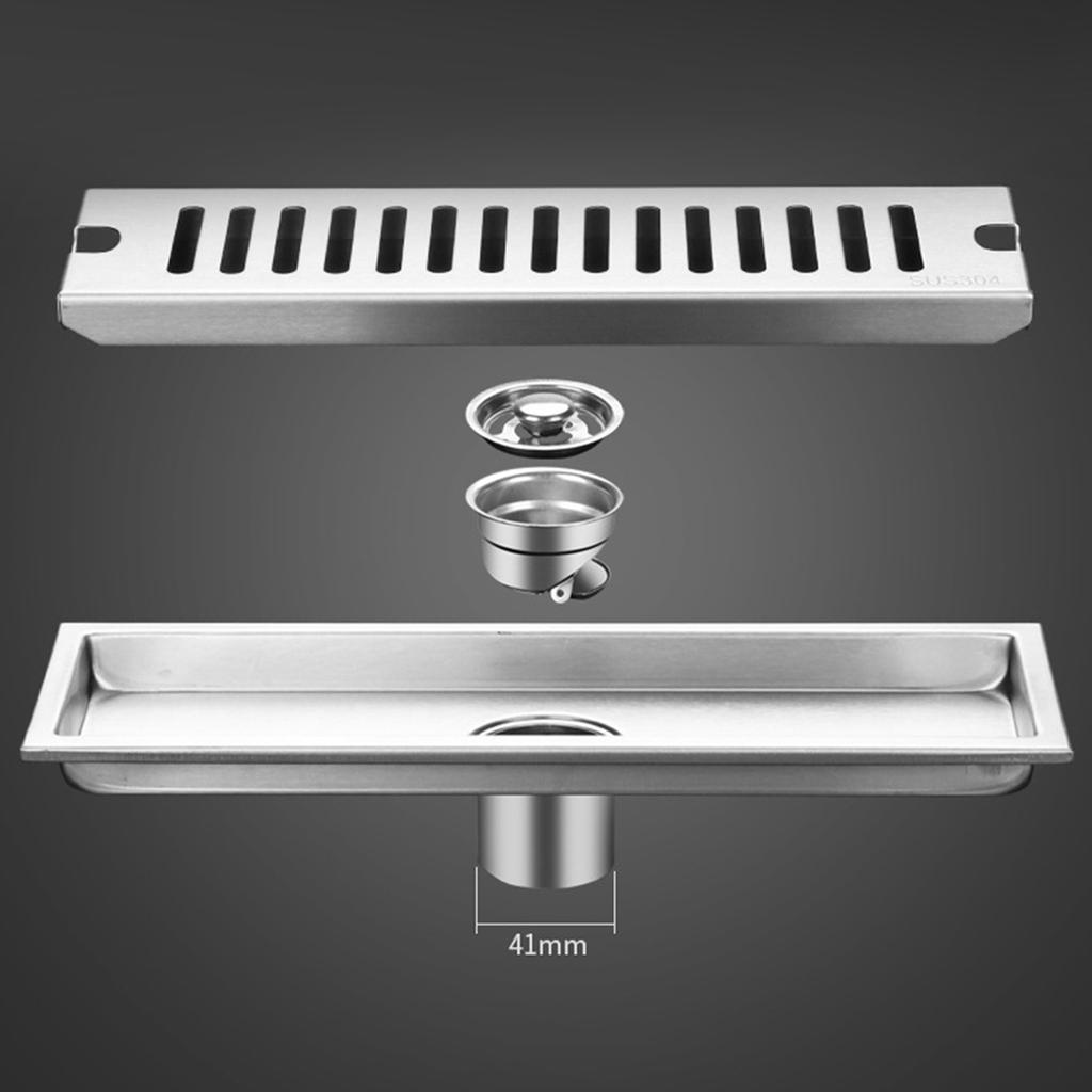 Длинный душевой слив из нержавеющей стали, дезодорирующий, съемный напольный слив для ванной комнаты, отеля, 40 см, средний