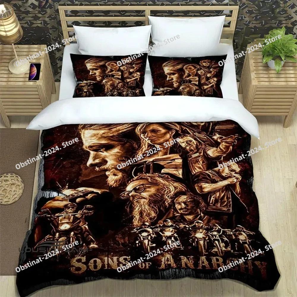 3D Print Sons of Anarchy Retro Bedding Set Printed Duvet Cover Pillowcase Single Double Style Queen King Size Sets