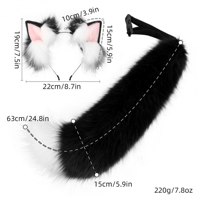 Fox Ear Headband With Tail Set Cosplay Costume Accessory Halloween Party Anime Convention