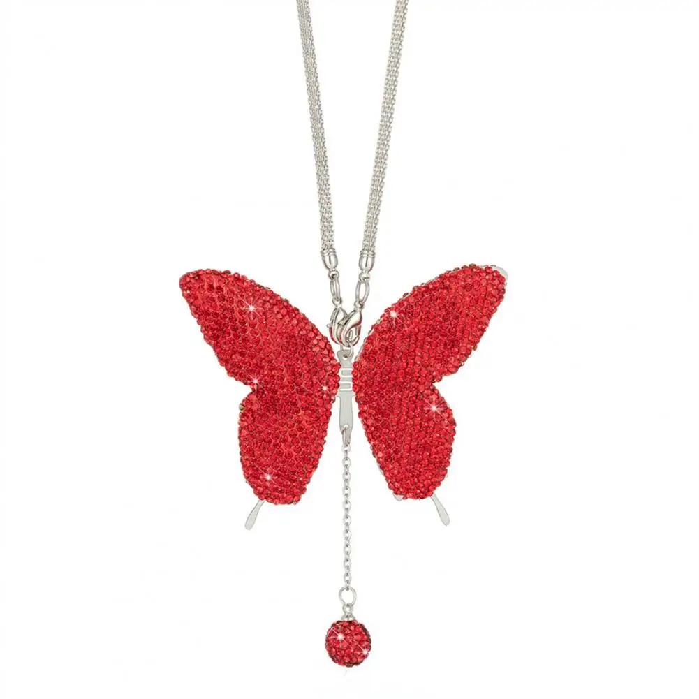 Подвеска из горного хрусталя для зеркала заднего вида автомобиля, высококачественная подвеска из сплава для украшения автомобиля, элегантная искусственная бабочка для автомобиля для женщин