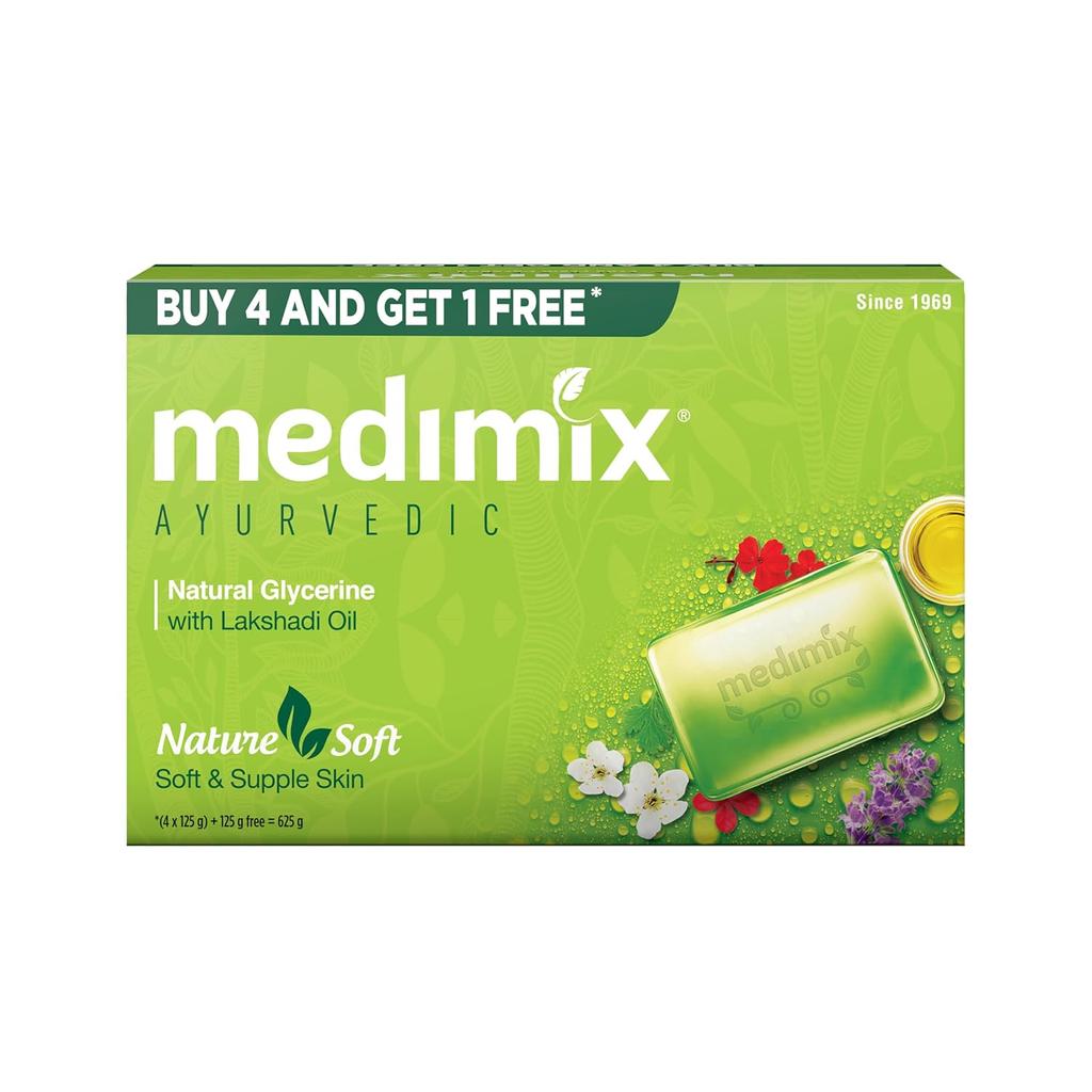 Medimix Ayurvedic Natural Glycerine Bathing Bar, 125 g (4 + 1)