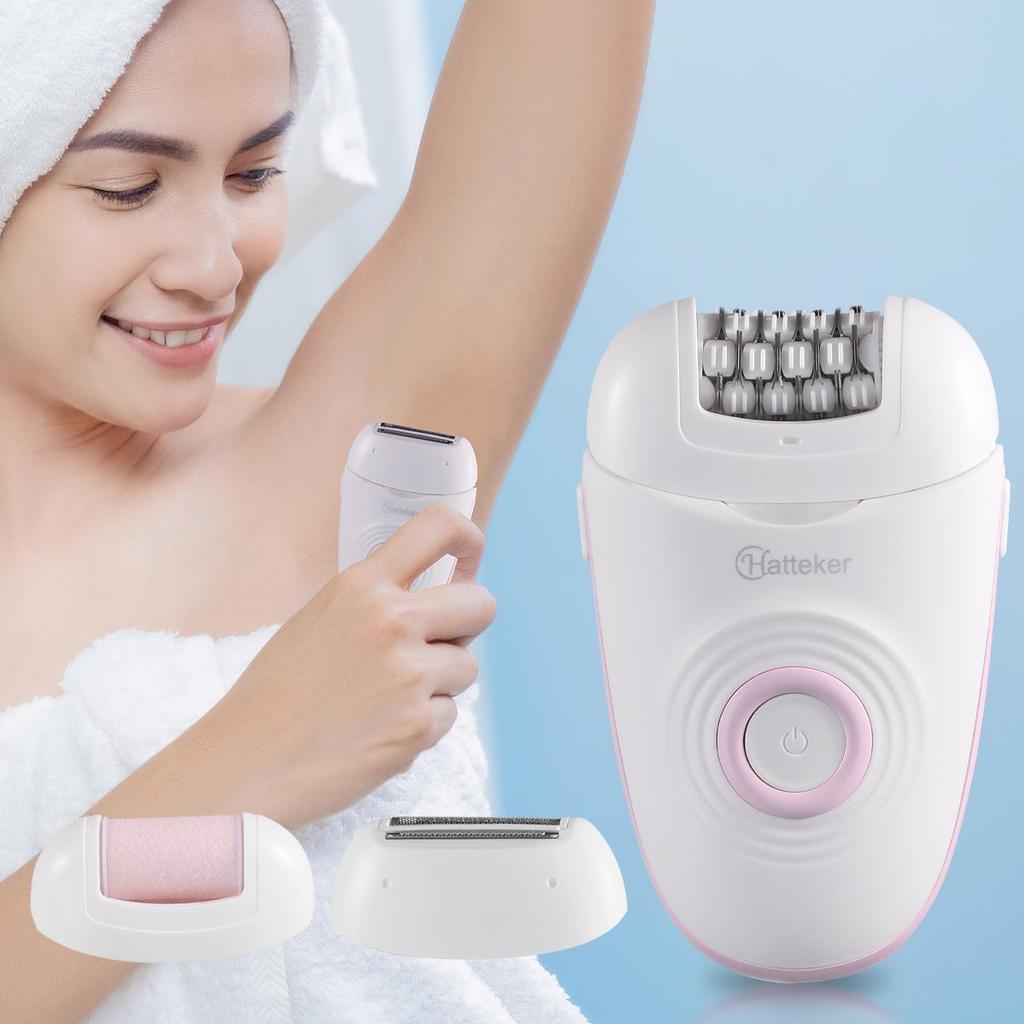 Hatteker Lady Shaver with 3 Interchangeable Blades Electric Epilator Callus Remover Electric Razor for Legs, Arms ,Armpit and Bikini