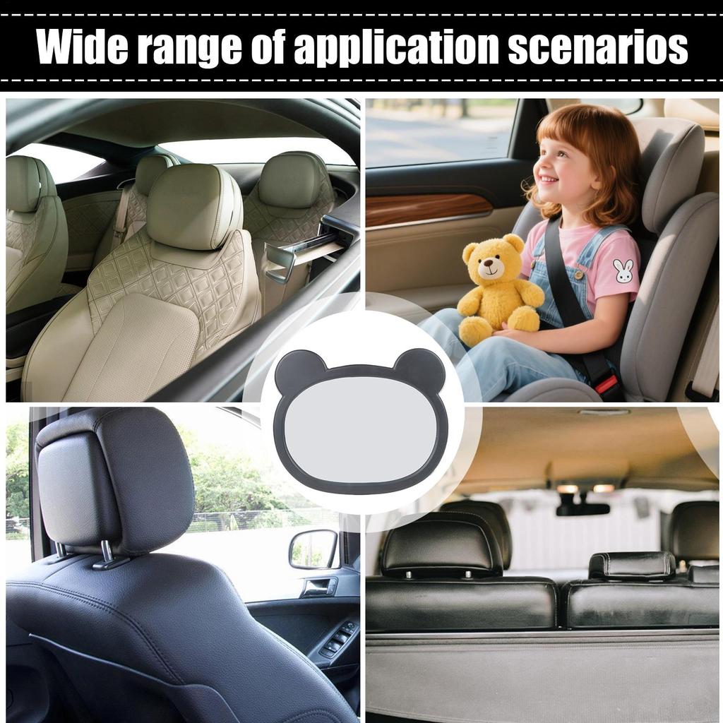 Car Seat Mirror 360 Degree Rotation Backseat Baby Mirror Rear Facing With Cartoon Frame Safety Monitor Rearview Shatterproof For
