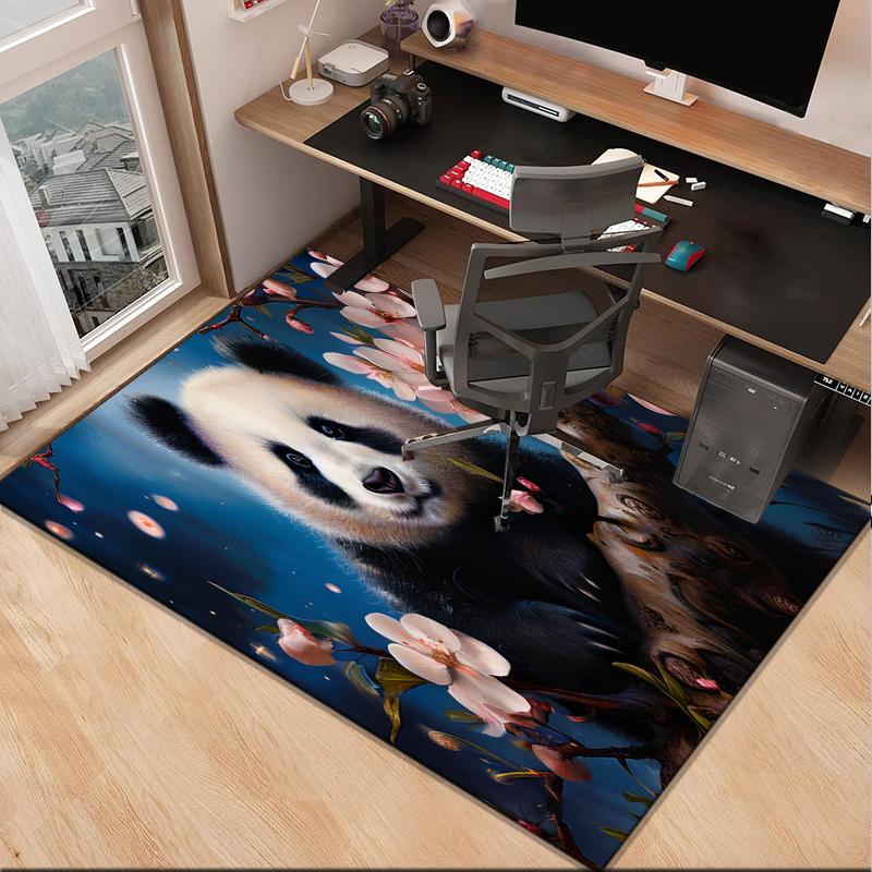 Panda In Floral Paradise Office Rug Chair Mat, Entryway Carpet, Suitable for Front Door, Bedroom, Living Room, Desk, Holiday Gift