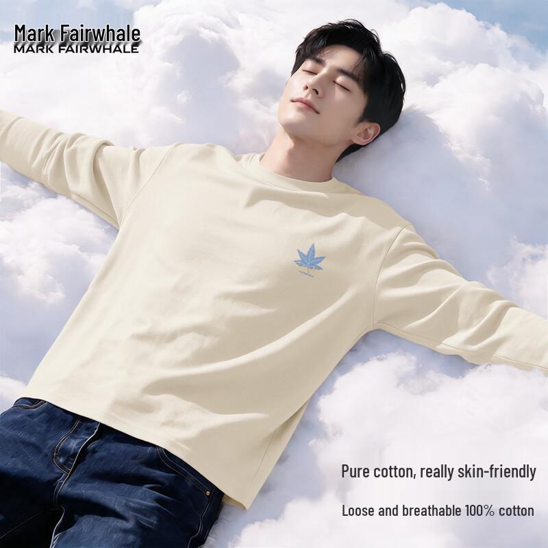 Mark Fairwhale Men's Pure Cotton Maple Leaf Long-Sleeve T-Shirt