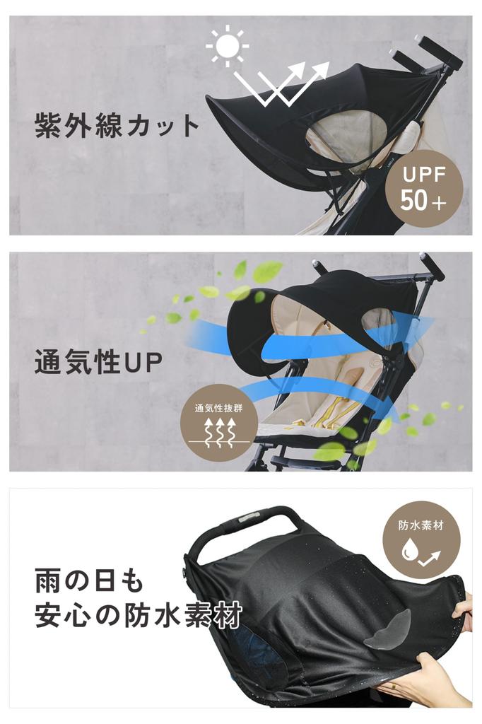 [plunmoln] Stroller Sunshade Cover, Retrofit, Large, AB Type, Universal Fit, Heat Protection, Easy Installation