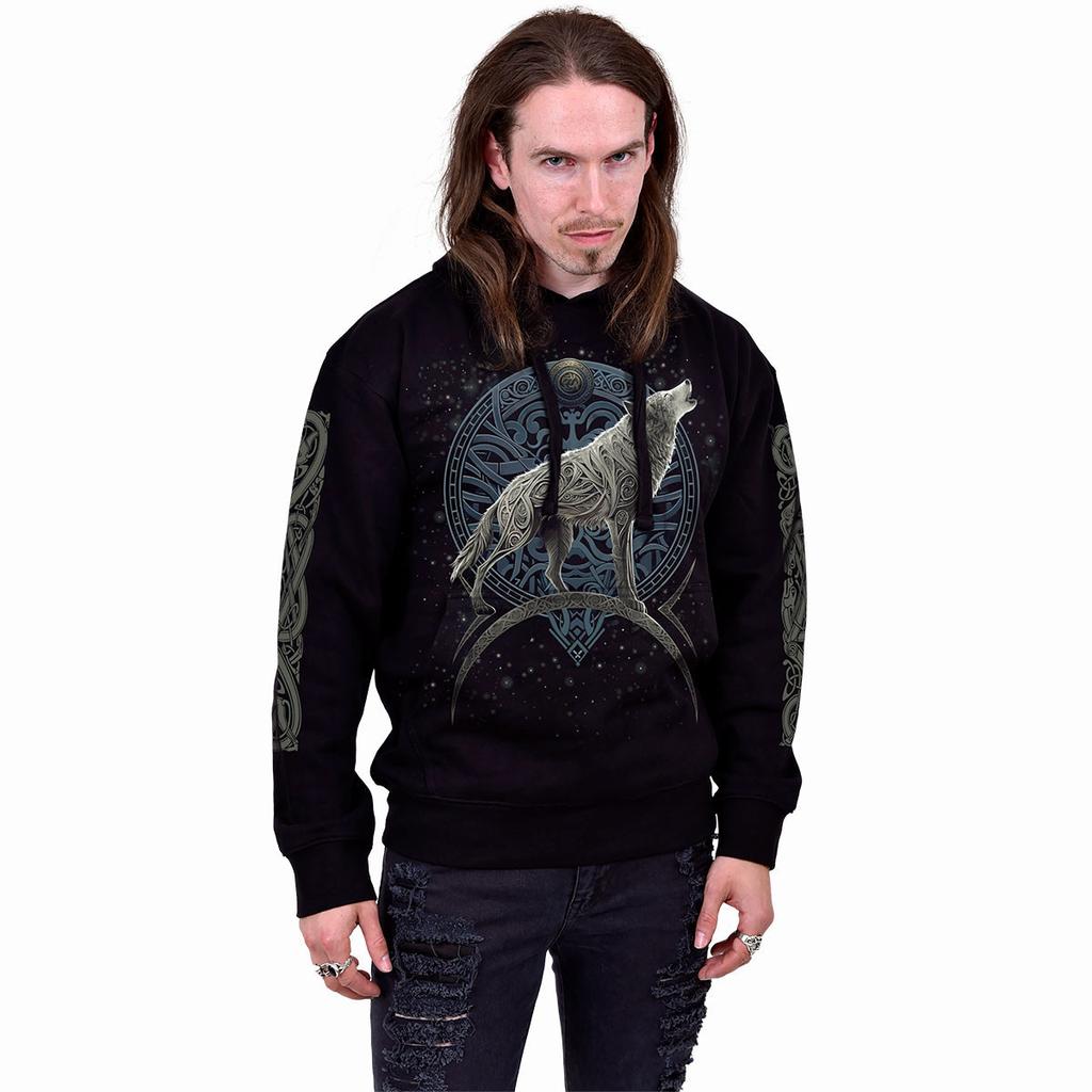 Spiral Direct Unisex Adult Celtic Wolf Back Print Pullover Hoodie